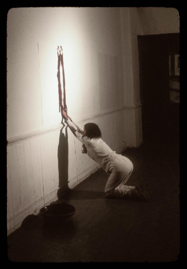 Ana Mendieta, "Body Tracks," April 8, 1982.  Courtesy of Franklin Furnace Archive, Inc. 		