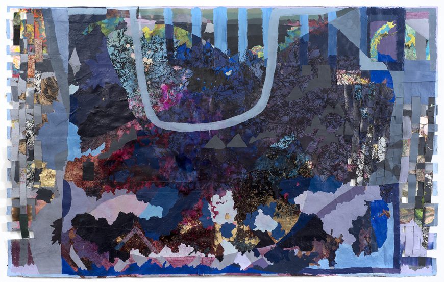 Katherine Mann, Dunhuang 5, 2016. Acrylic and silkscreen on woven paper, 51 x 82 inch. Courtesy of the artist.